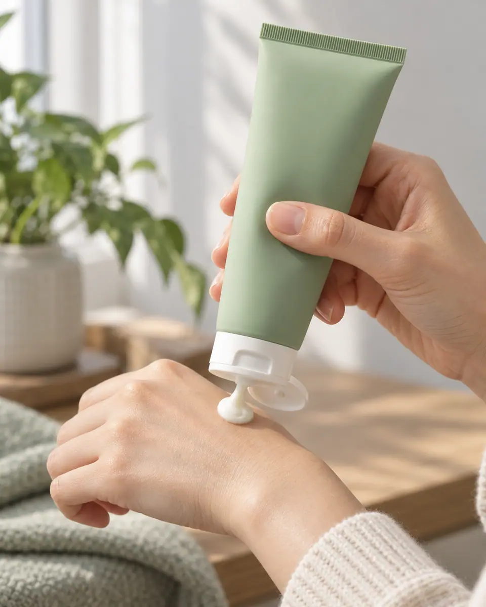 Hand cream in hand — result