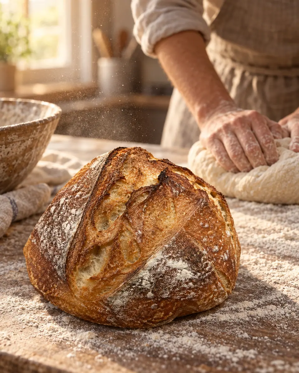 Kitchen hands kneading — result