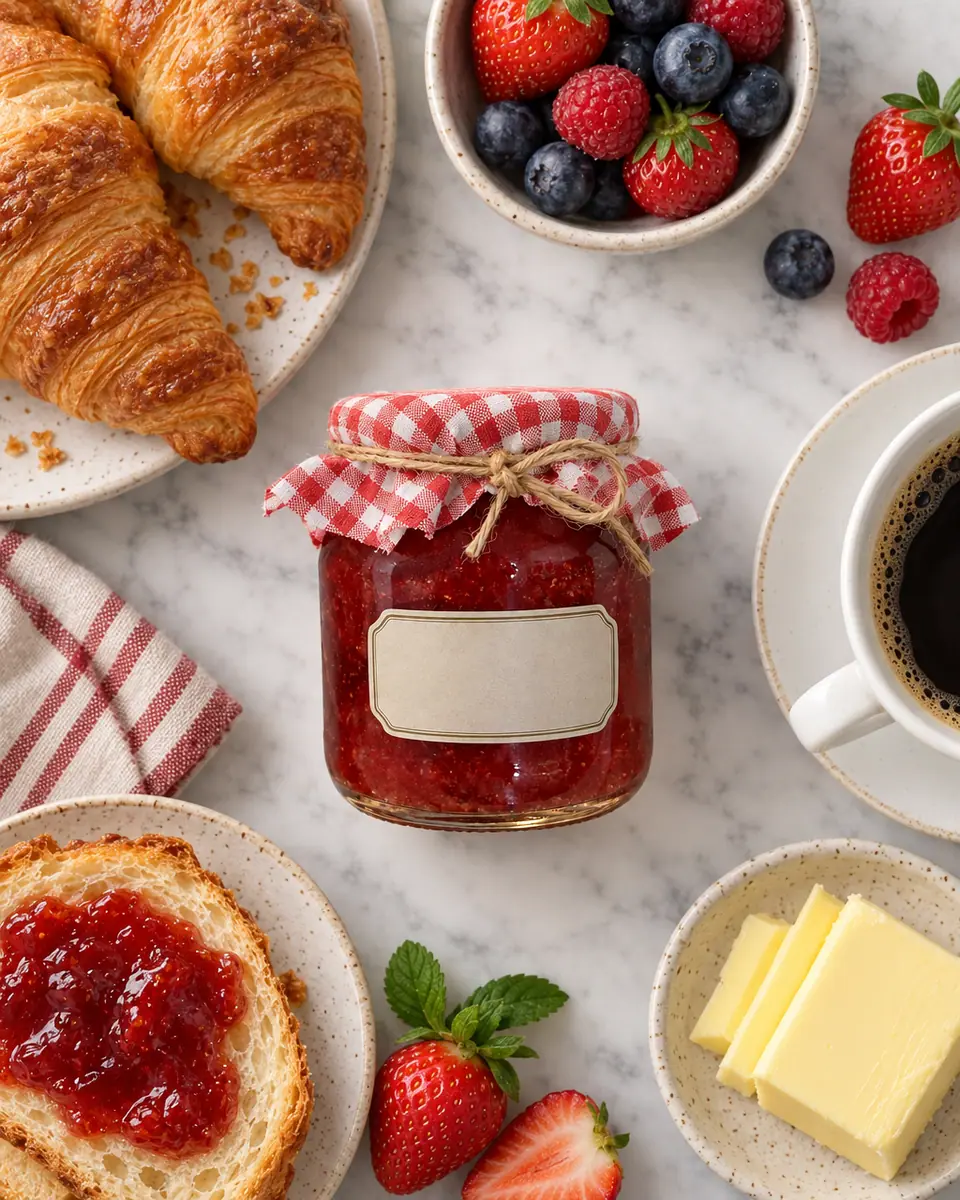 Overhead breakfast spread — result