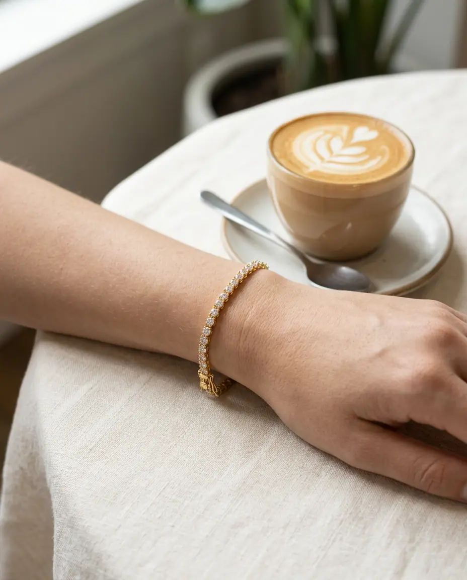 Wrist on linen — result
