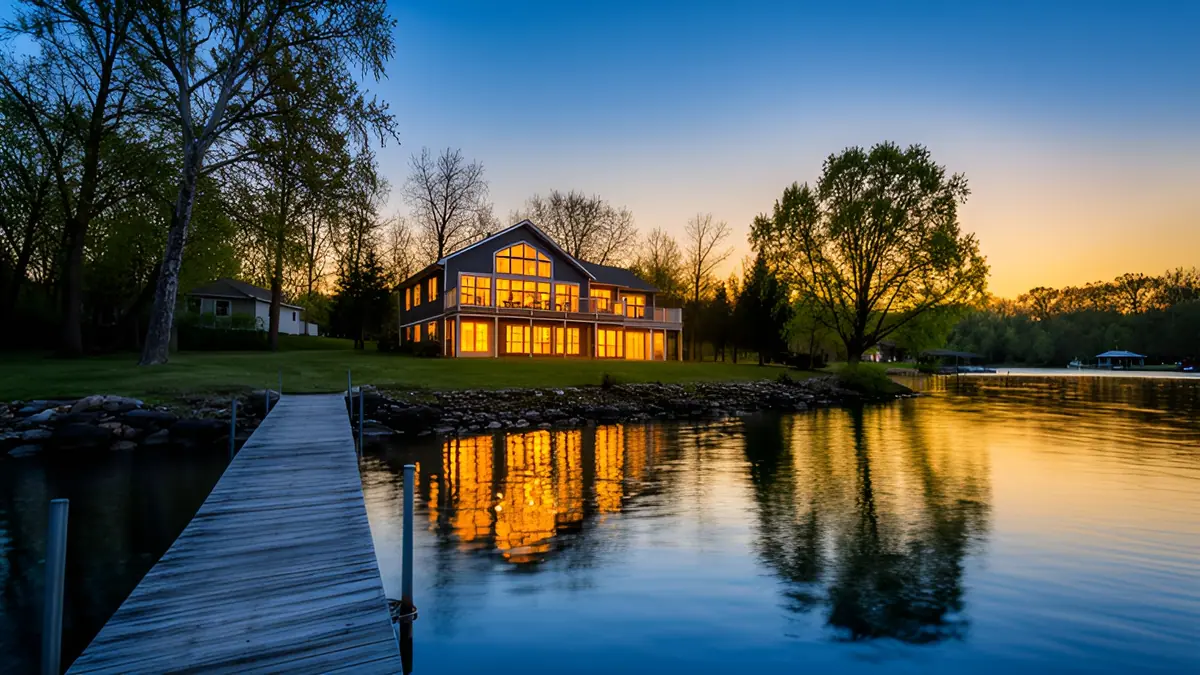 Lake house twilight — result