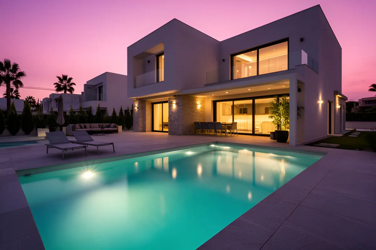 Modern villa twilight — result