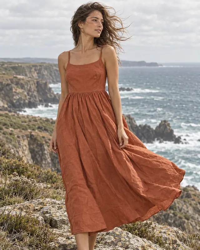 Coastal cliff wind — Apparel on model AI photo