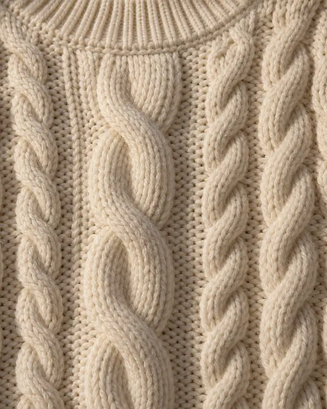 Fabric detail macro — Apparel on model AI photo
