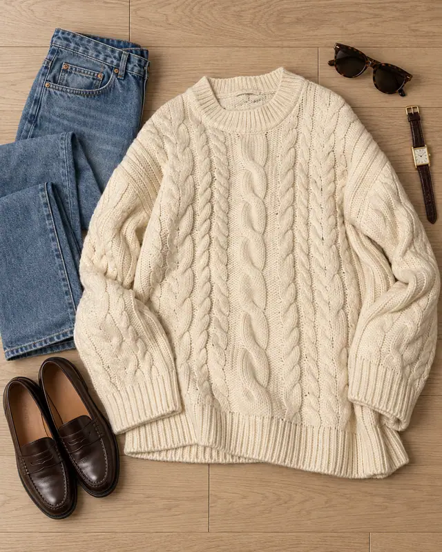 Flat lay outfit — Apparel on model AI photo