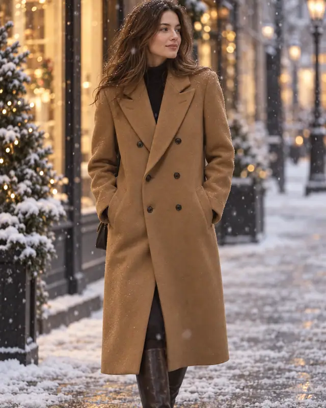Snowy street — Apparel on model AI photo