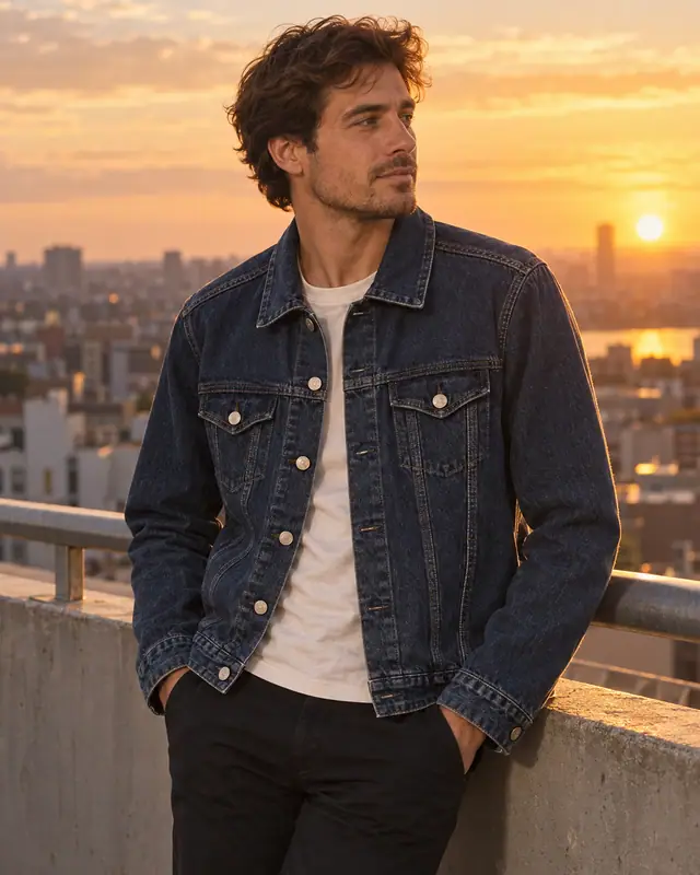 Urban rooftop — Apparel on model AI photo
