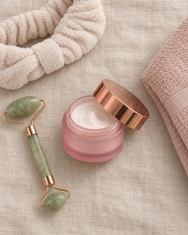 Flat lay routine — Cosmetics AI photo