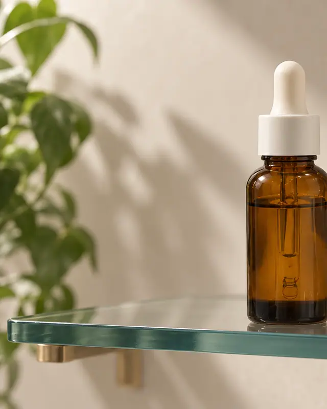 Glass shelf group — Cosmetics AI photo