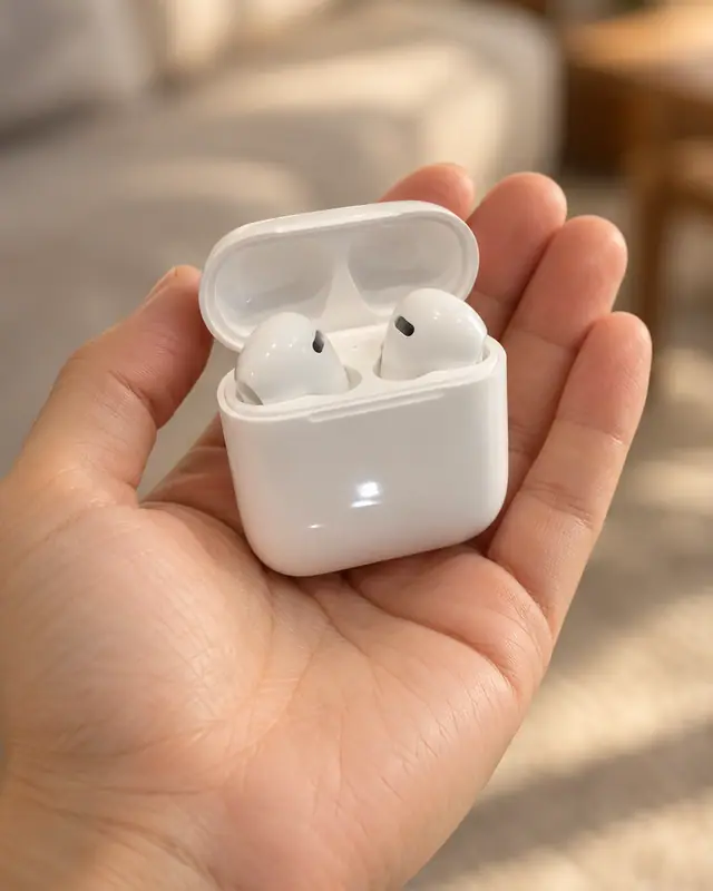 Earbuds in palm — Electronics AI photo
