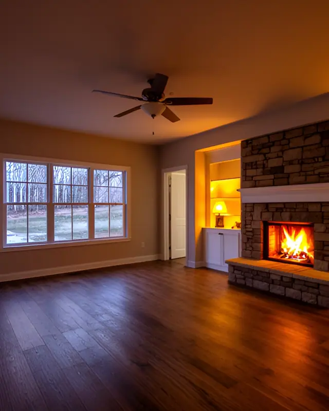 Fireplace on — Listing hero shots AI photo