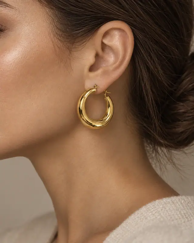 Ear close-up portrait — Jewelry AI photo