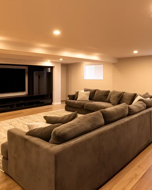 Basement media room — Virtual staging AI photo