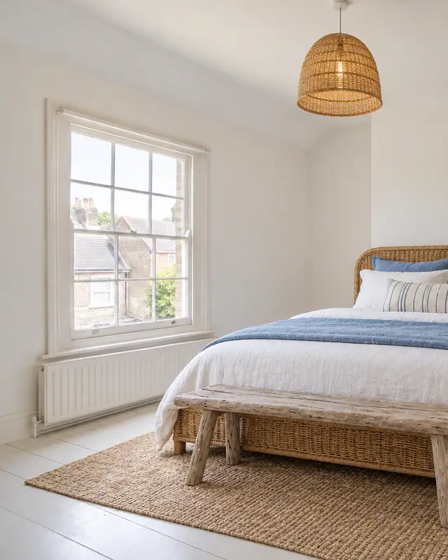 Coastal bedroom — Virtual staging AI photo