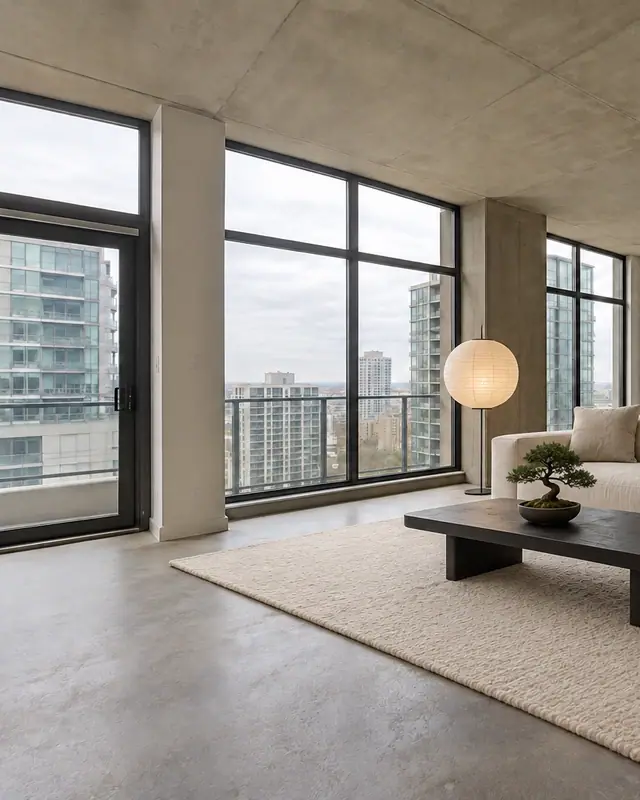 Japandi living room — Virtual staging AI photo