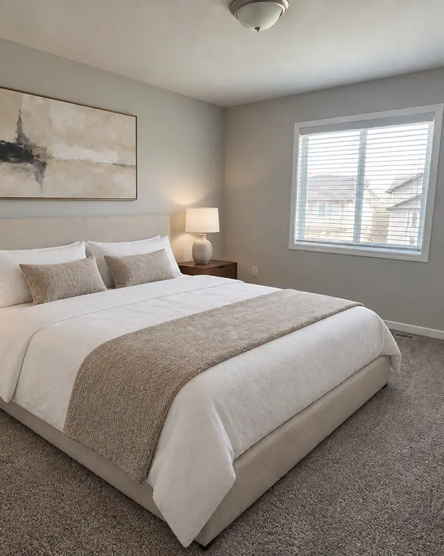 Modern master bedroom — Virtual staging AI photo