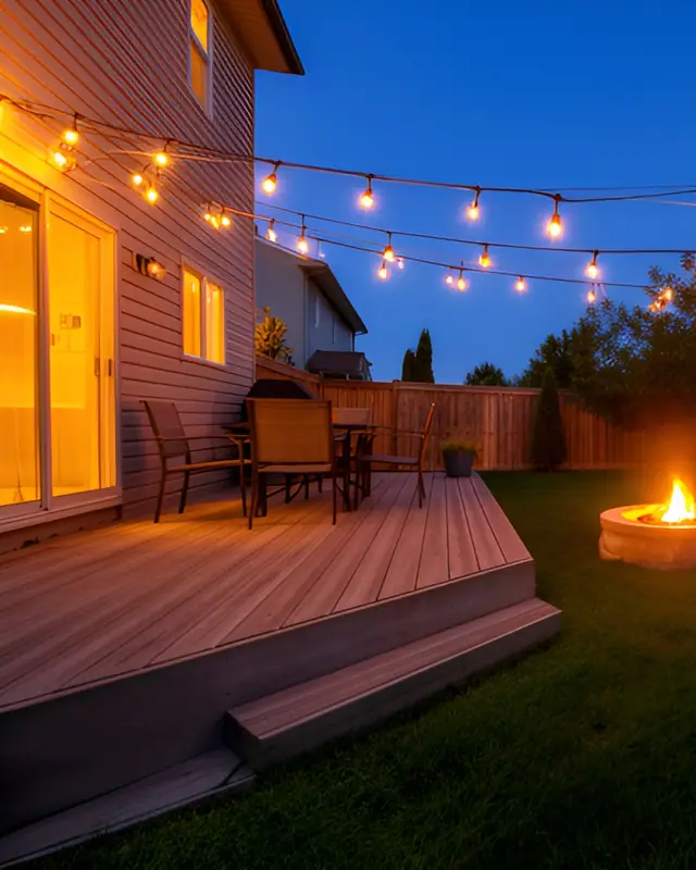 Backyard twilight — Twilight exteriors AI photo